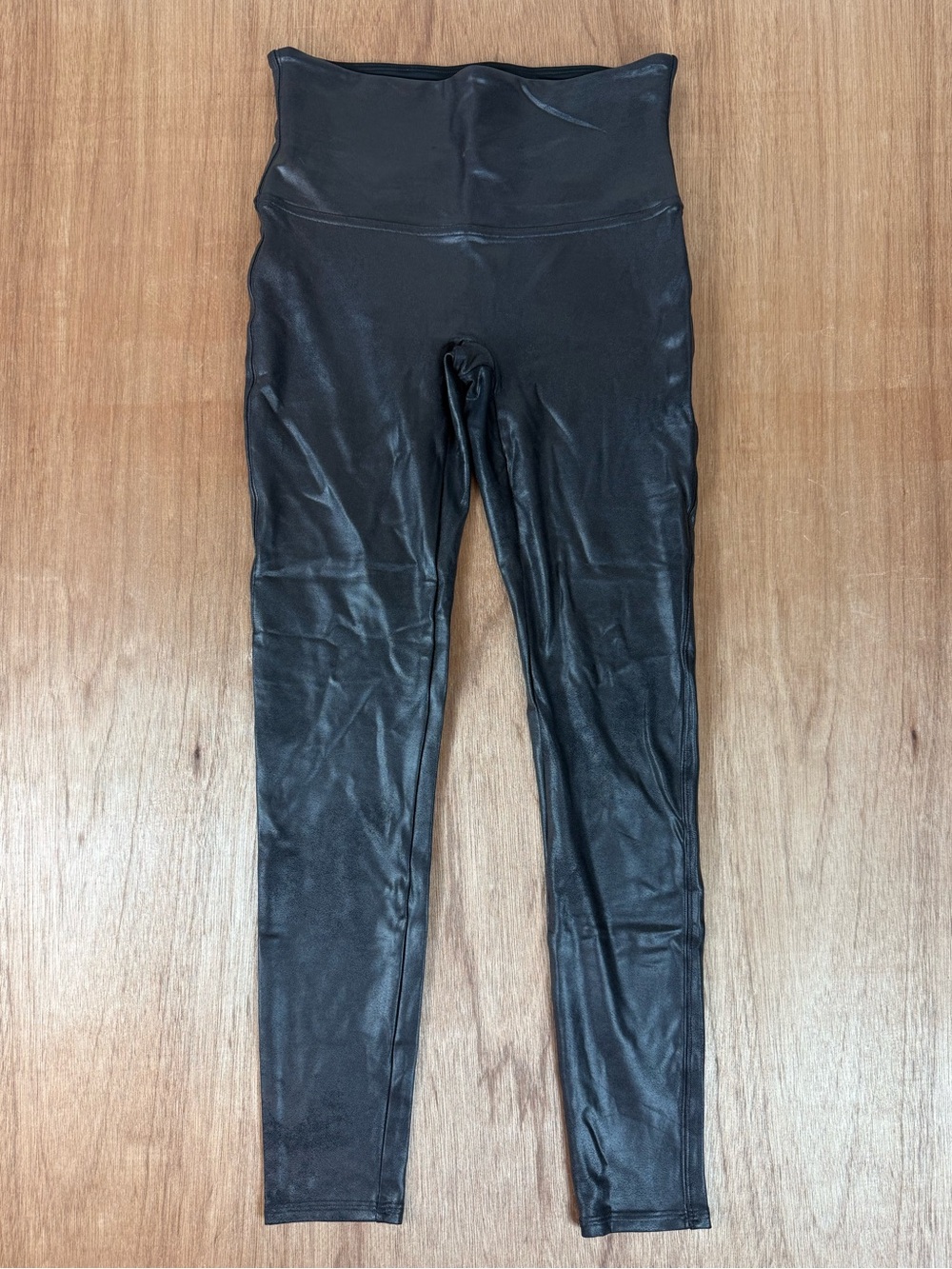 Spanx Faux Leather Leggings Black High Rise Pull On Size L